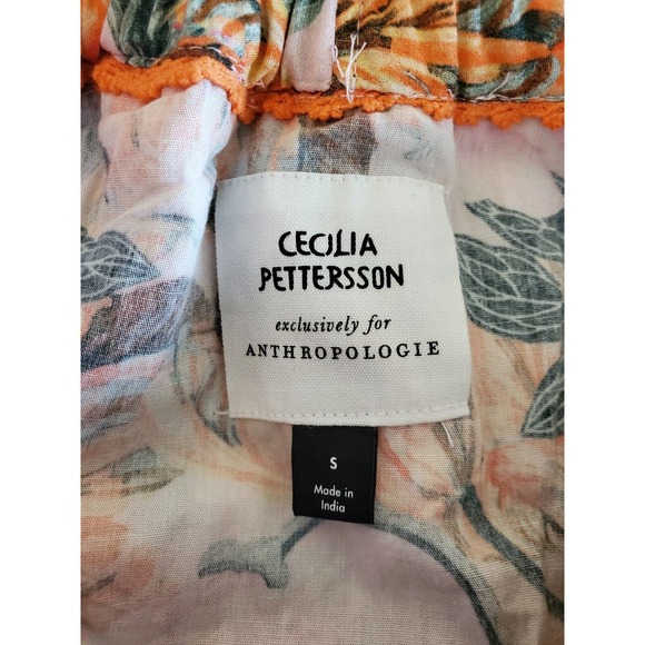 Anthropologie Ruffled Off-The-Shoulder Floral Boho Chic Blouse Women's Size S - Picture 7 of 12